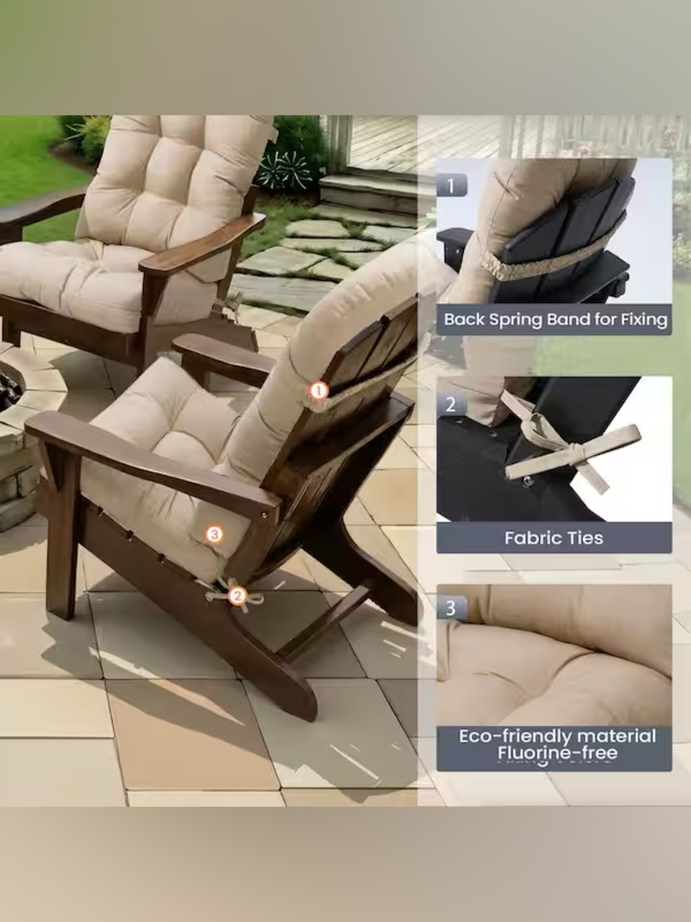 ONE BEAUTIFUL BEIGE QUILTED CUSHION PERFECT FOR PATIO CHAIR 😍 - Picture 6 of 6